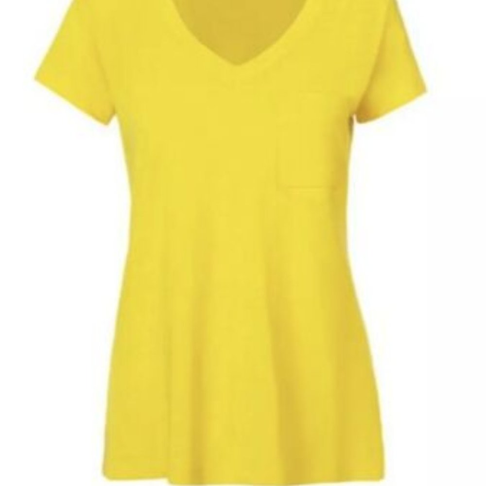 New cabi fold pocket tee large yellow spring 2021 5923